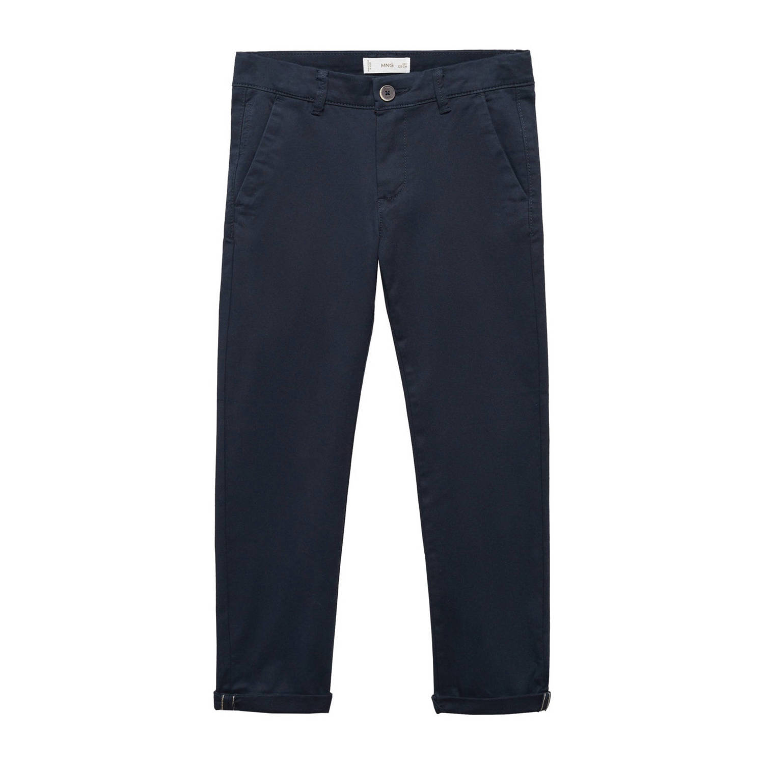 Mango Kids straight fit broek donkerblauw Jongens Katoen Effen 134