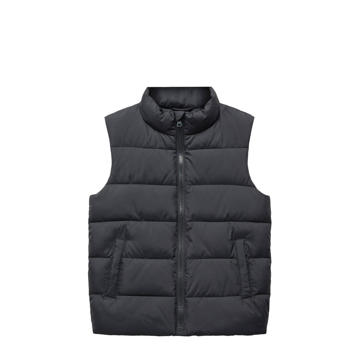 Mango Kids bodywarmer antraciet Grijs Jongens Polyester Opstaande kraag 164