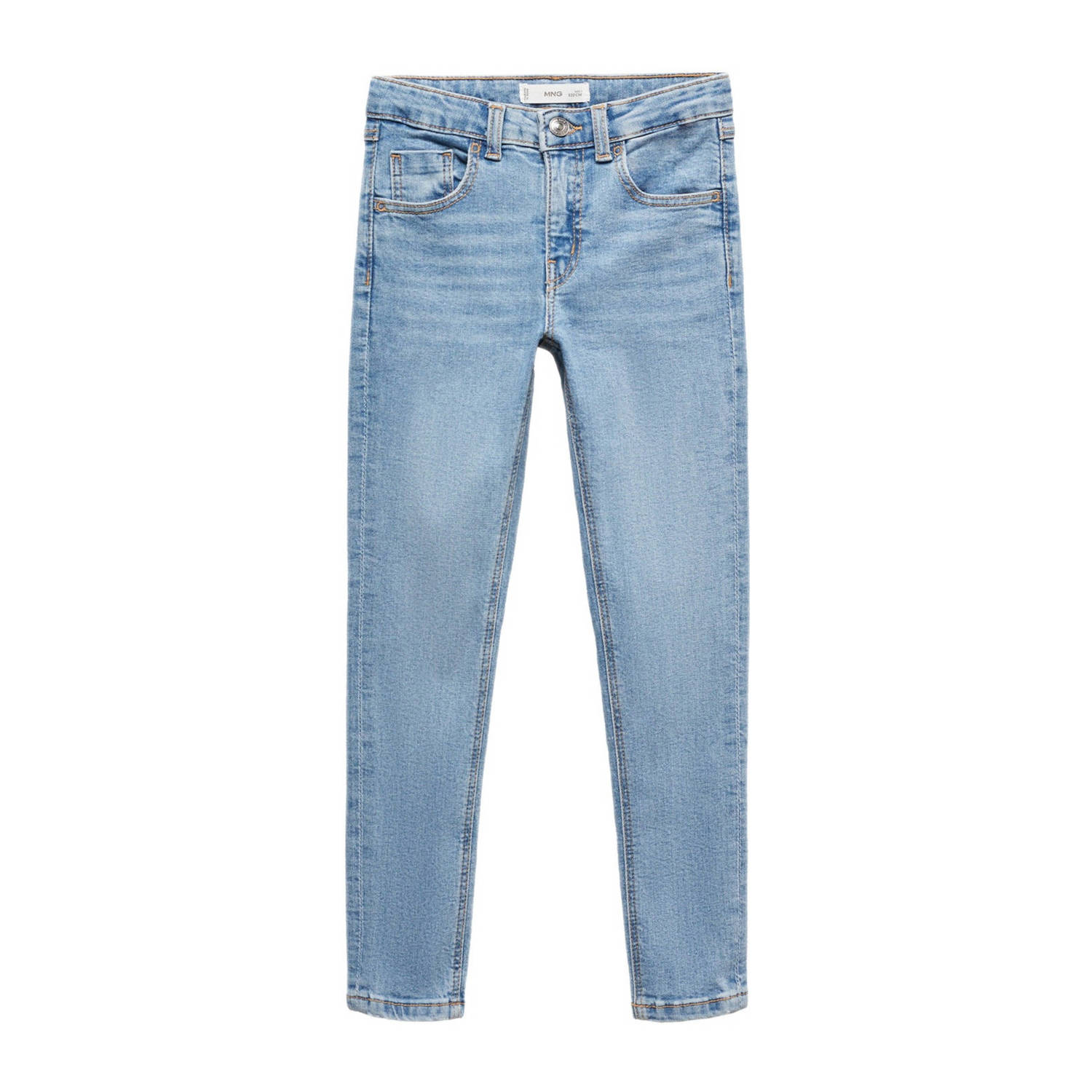 Mango Kids skinny jeans light blue denim Blauw Meisjes Stretchdenim Effen 122