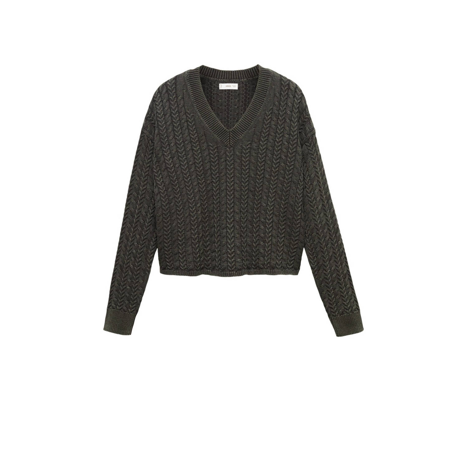 Mango Kids trui grijs Meisjes Katoen V-hals Effen 152(XXS)