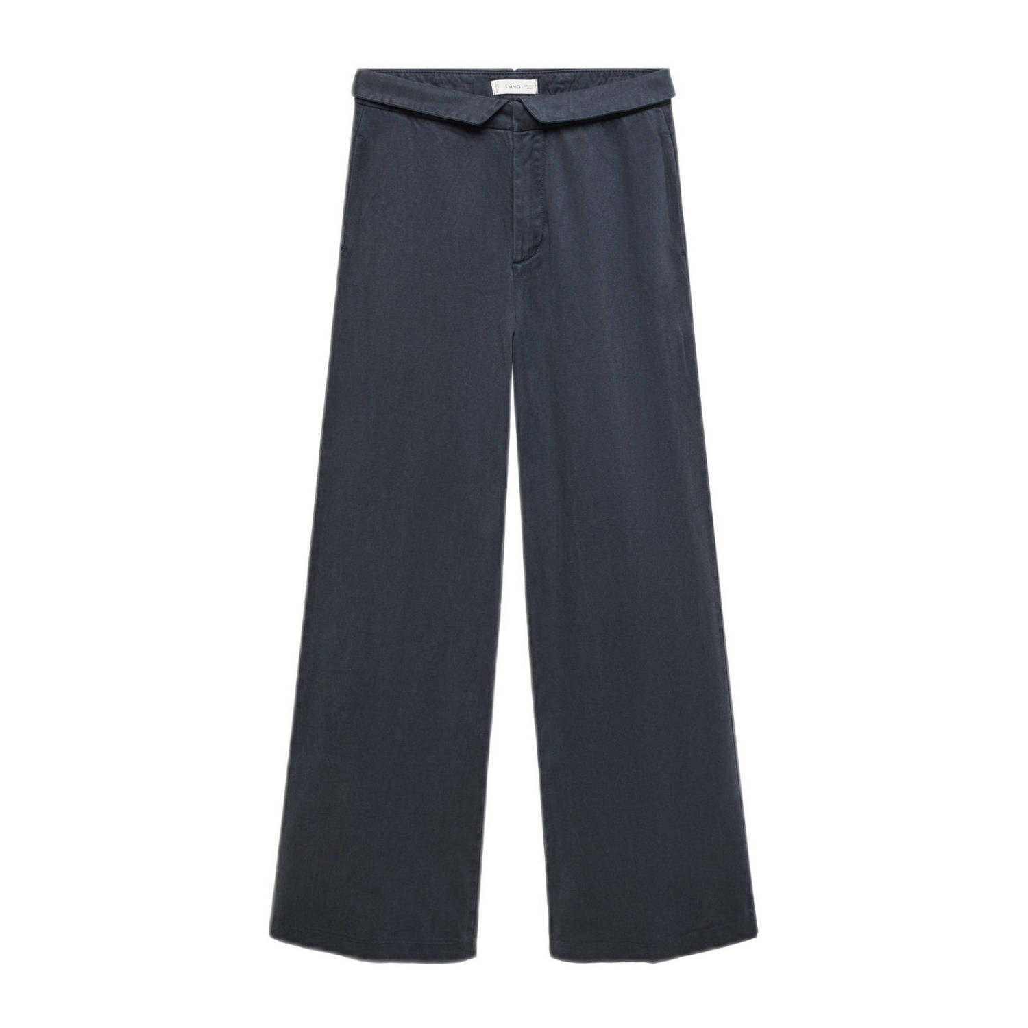 Mango Kids wide leg broek antraciet Grijs Meisjes Katoen Effen 152(XXS)