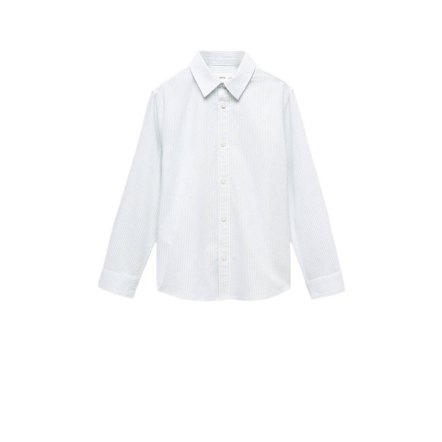 Mango Kids gestreepte blouse groen wit Meisjes Katoen Klassieke kraag Streep 122