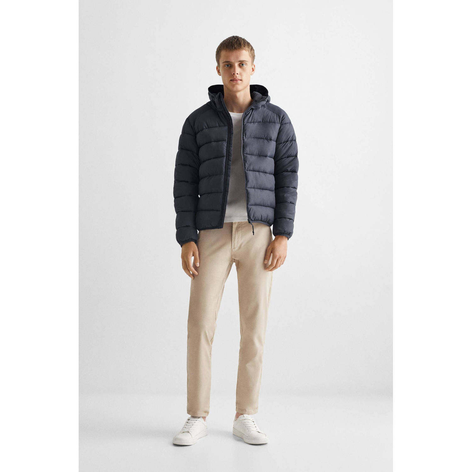 Mango Kids gewatteerde zomerjas antraciet