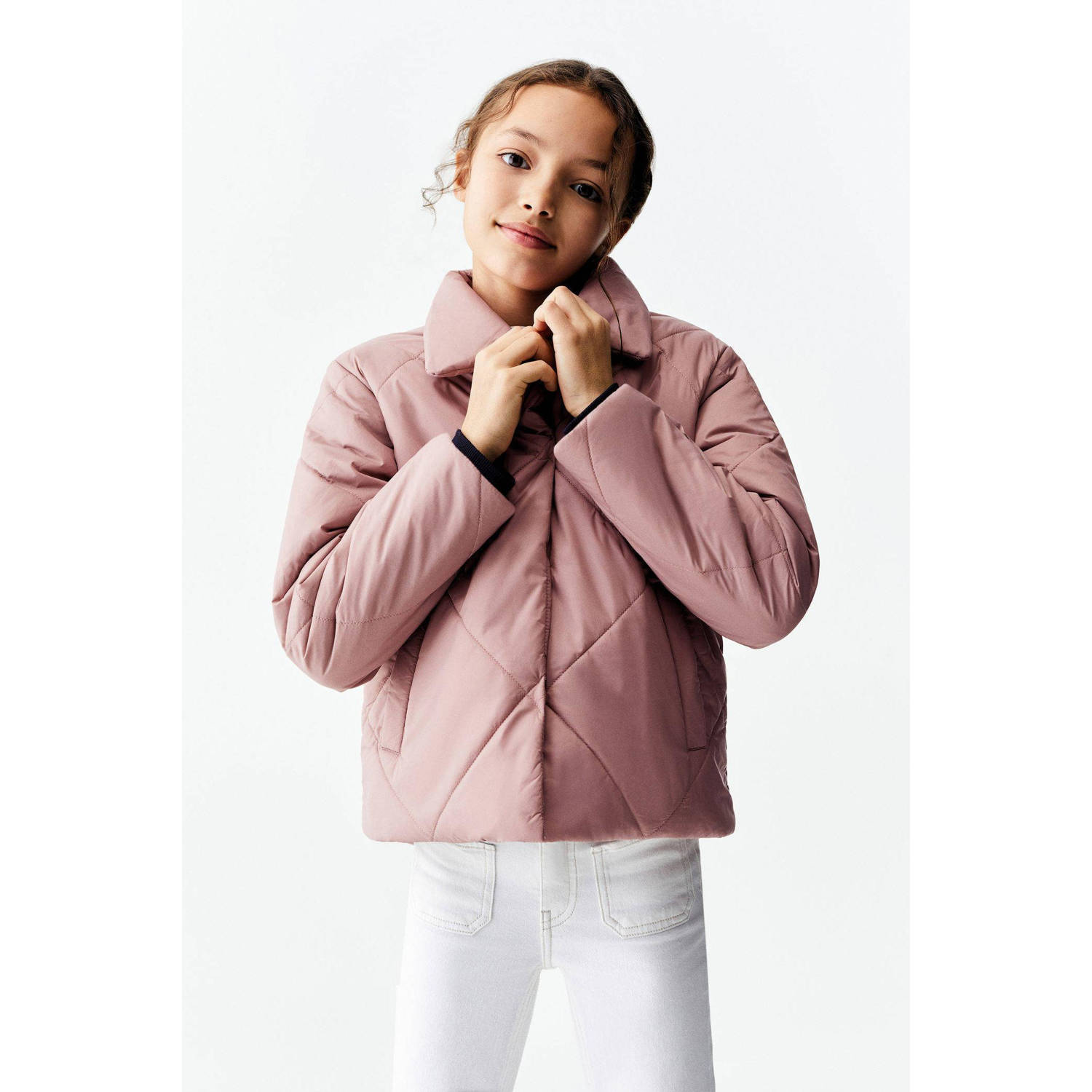 Mango Kids gewatteerde zomerjas poeder roze
