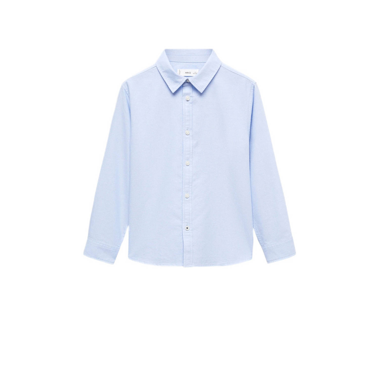 Mango Kids blouse lichtblauw Meisjes Katoen Klassieke kraag Effen 110