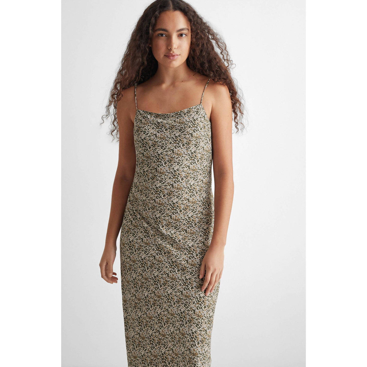 Mango Kids jurk met all over print beige groen bruin