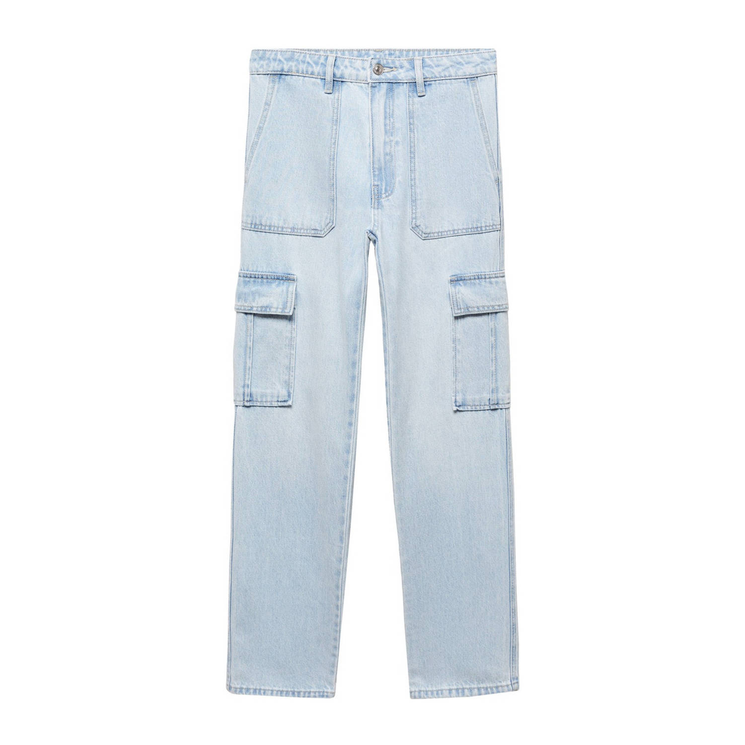 Mango Kids straight fit jeans changeant blauw Meisjes Katoen Effen 152(XXS)