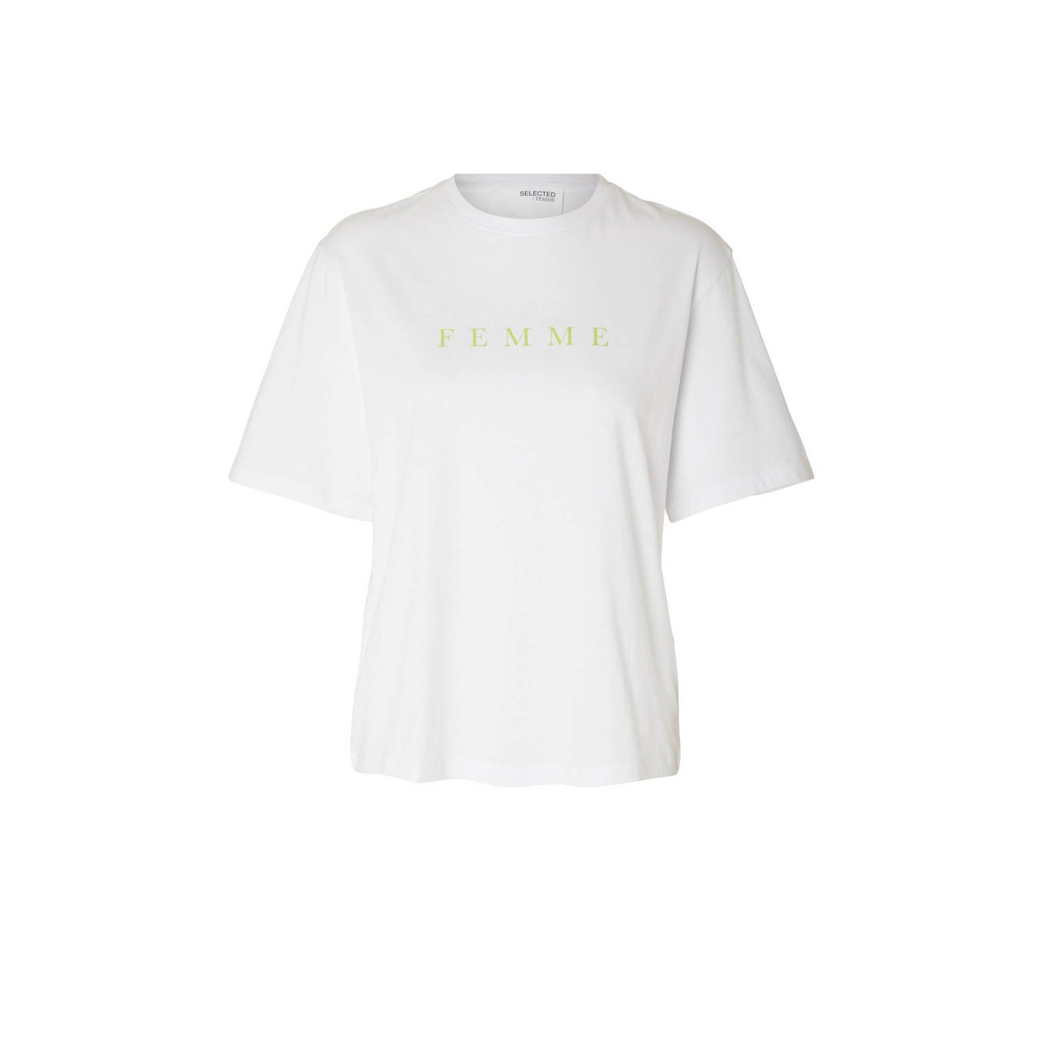 Selected Femme T-shirt met labelprint model 'VILJA'