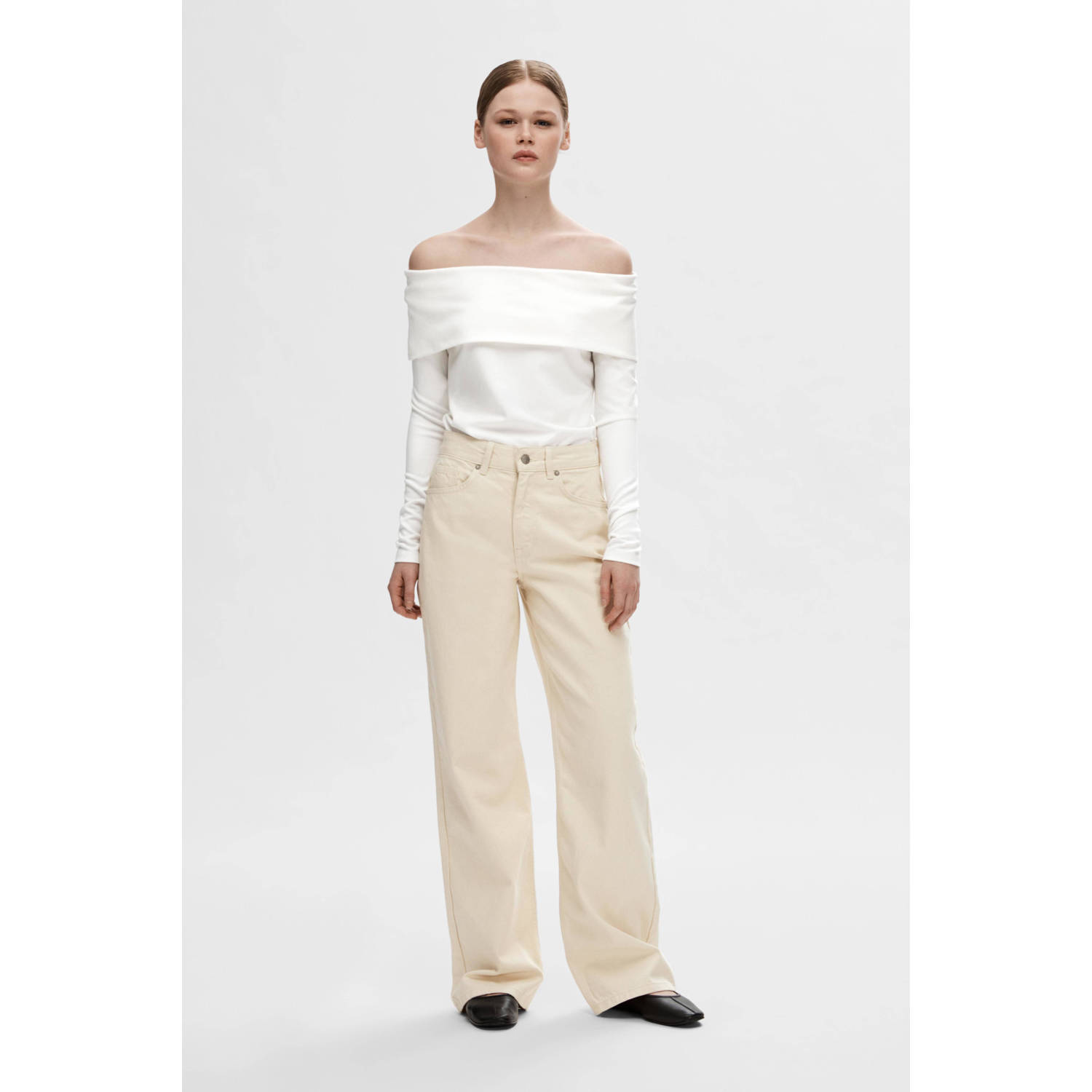 SELECTED FEMME off shoulder top SLFEFFIE ecru