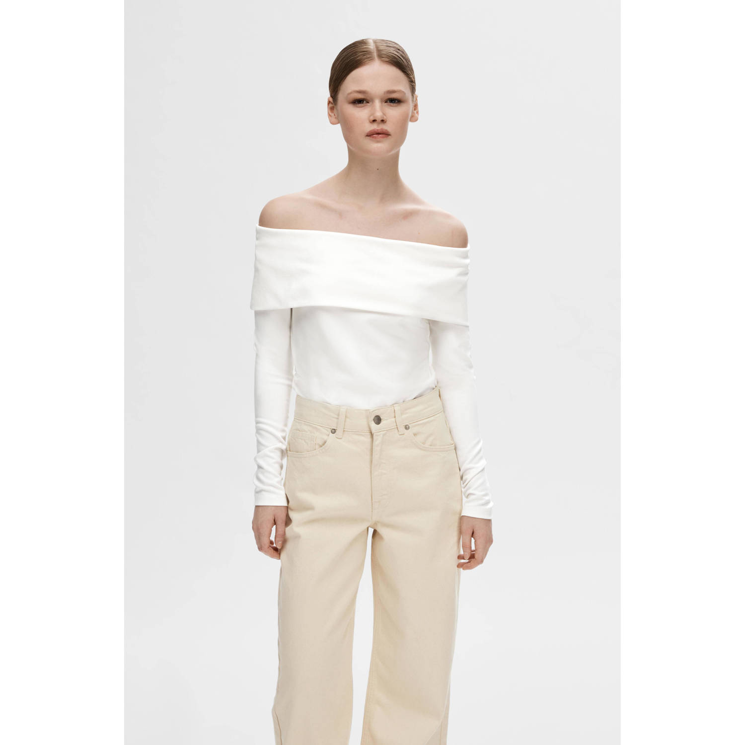 SELECTED FEMME off shoulder top SLFEFFIE ecru