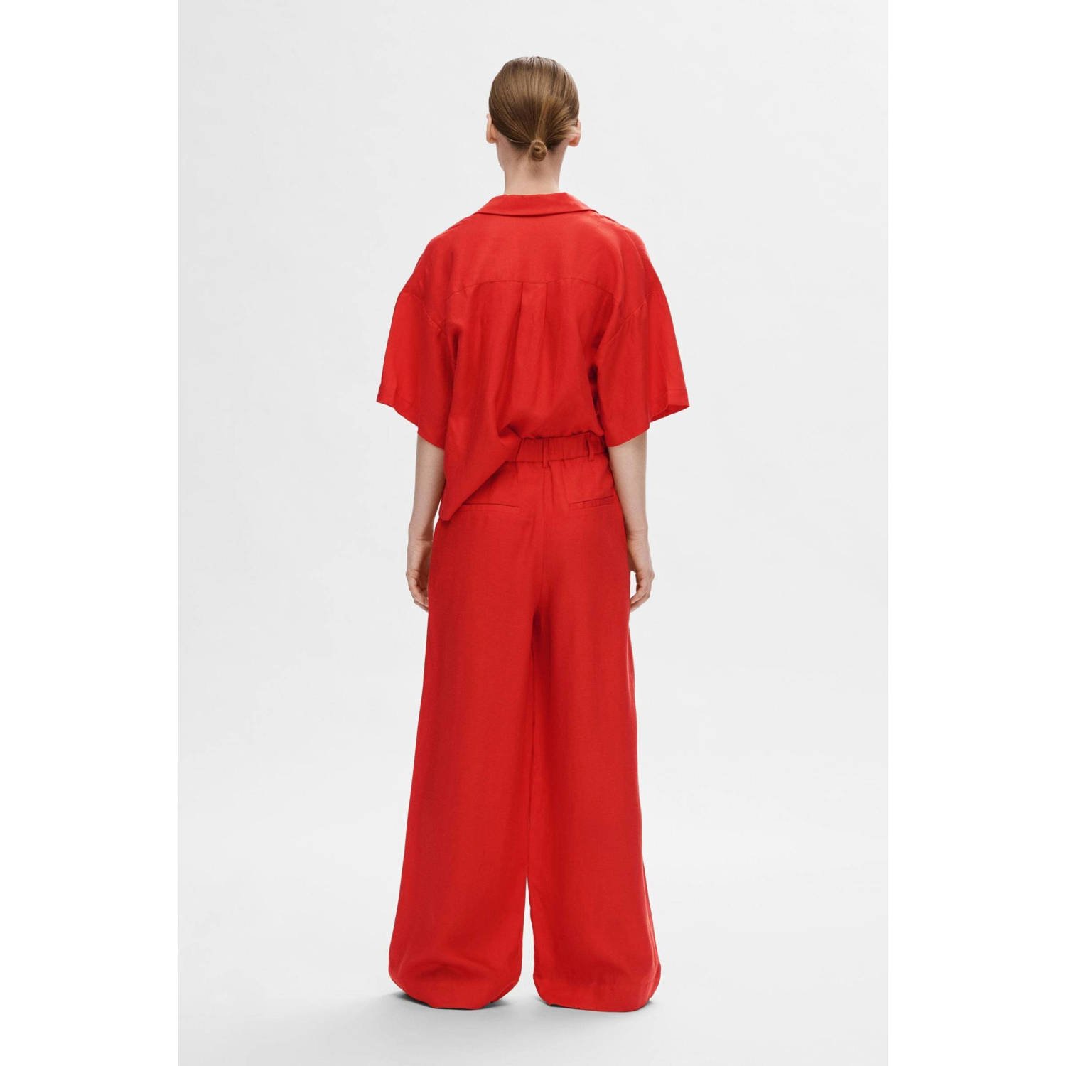 SELECTED FEMME high waist wide leg pantalon SLFYRA rood