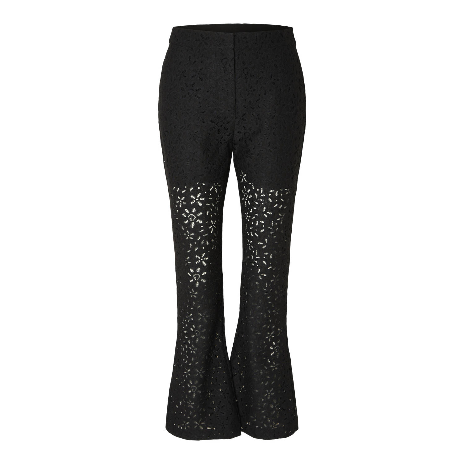 SELECTED FEMME gebloemde high waist flared broek SLFKAROLA zwart