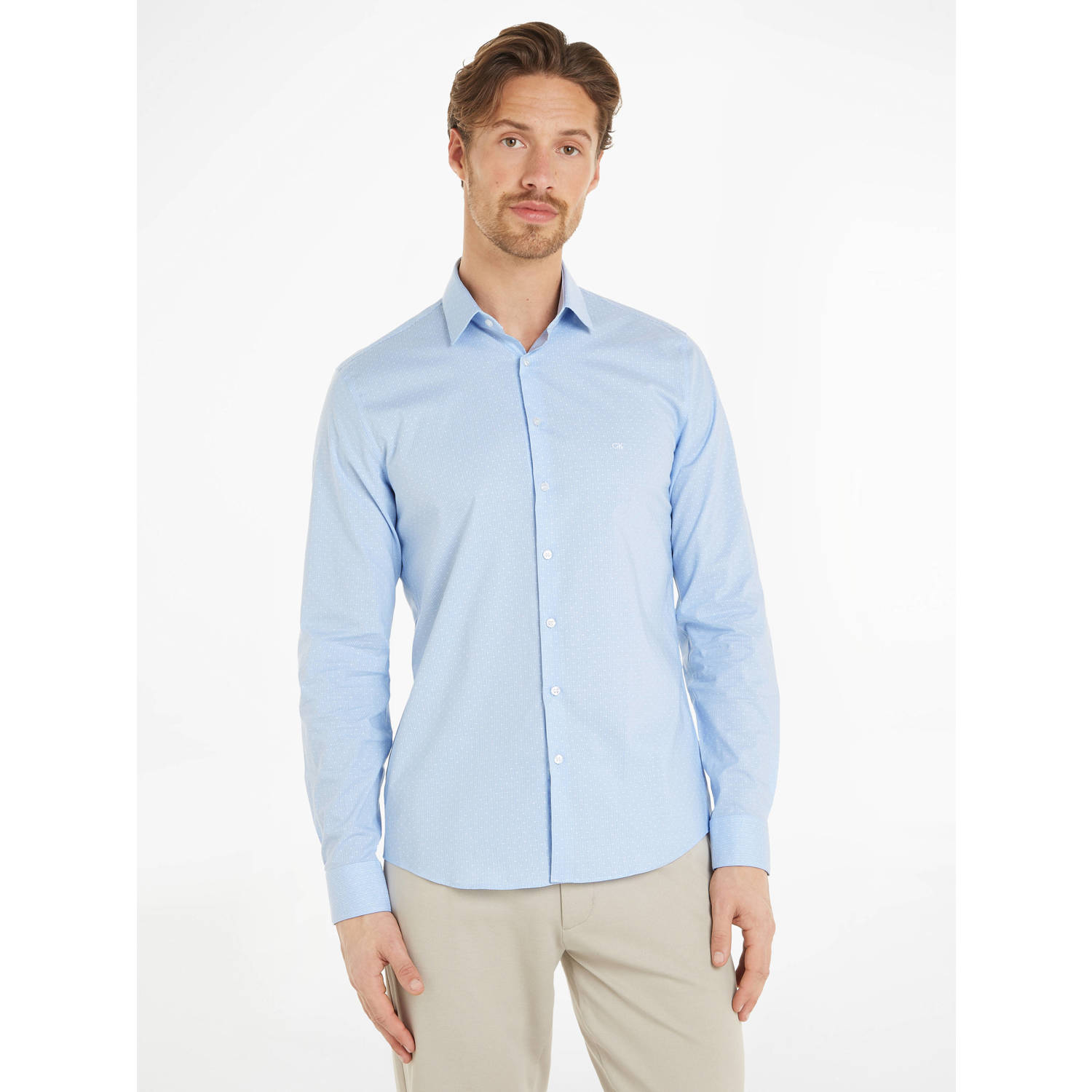 Calvin Klein geruit slim fit overhemd vista blue