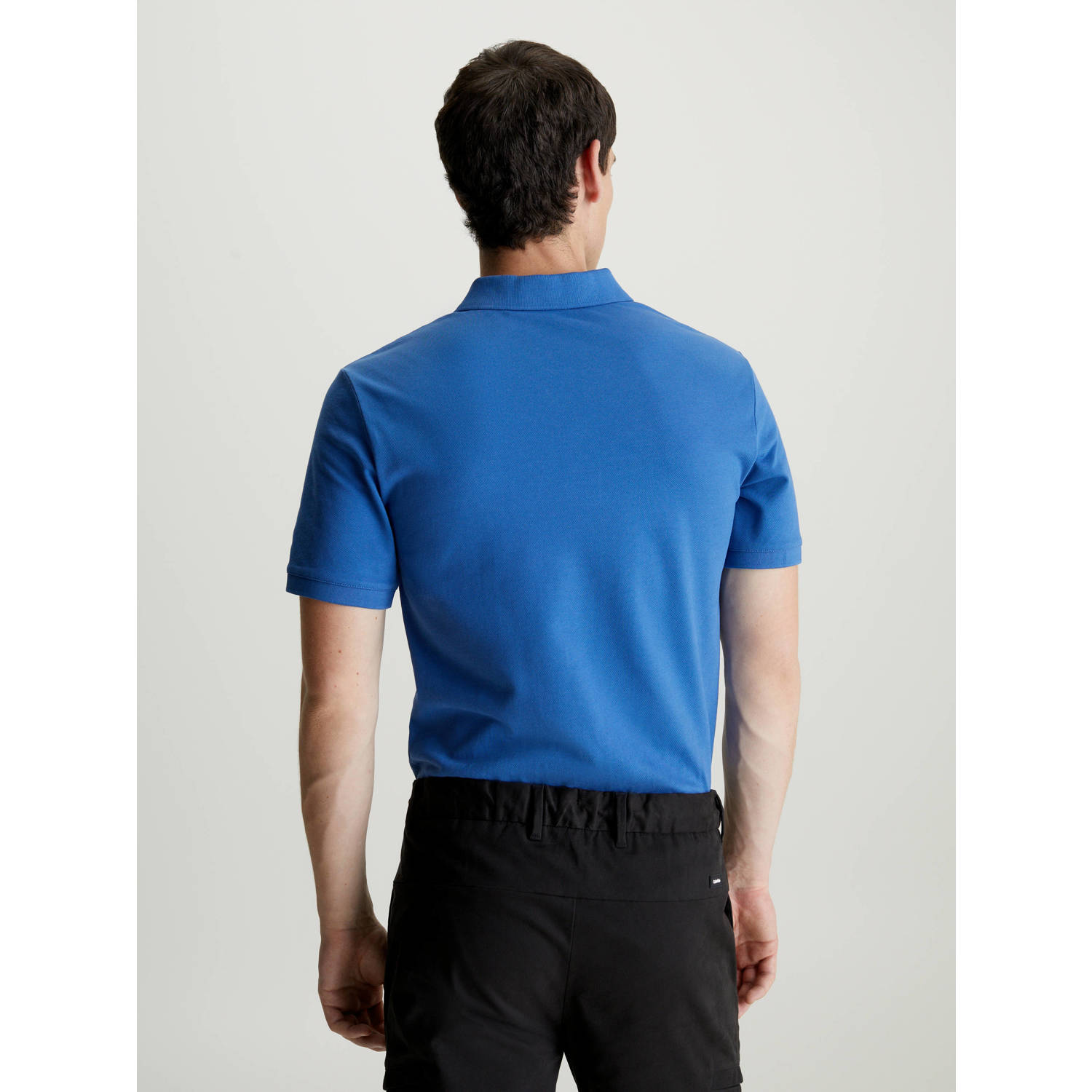 Calvin Klein slim fit polo met logo delta blue
