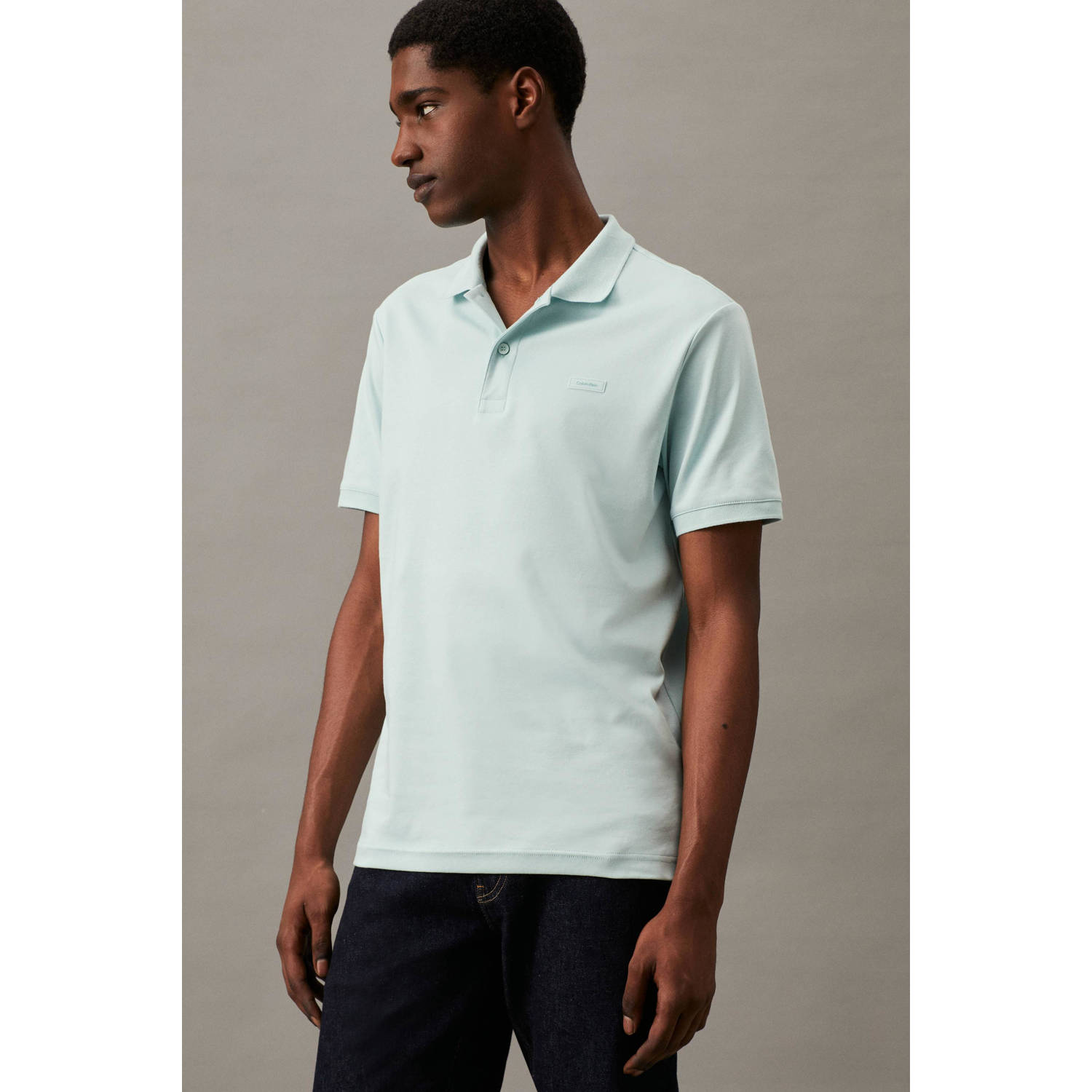 Calvin Klein slim fit polo met logo ghost glacier