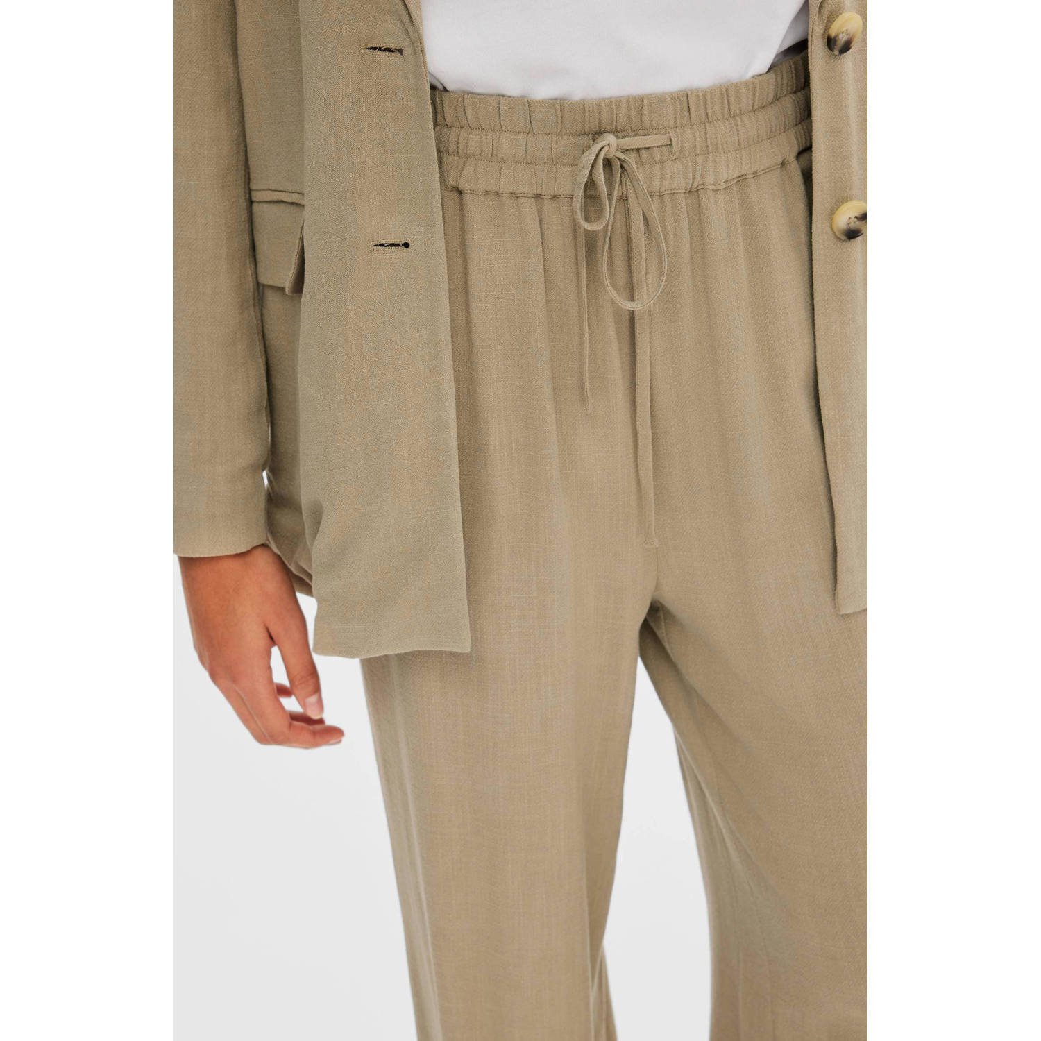 SELECTED FEMME high waist straight fit broek SLFVIVA met linnen zand