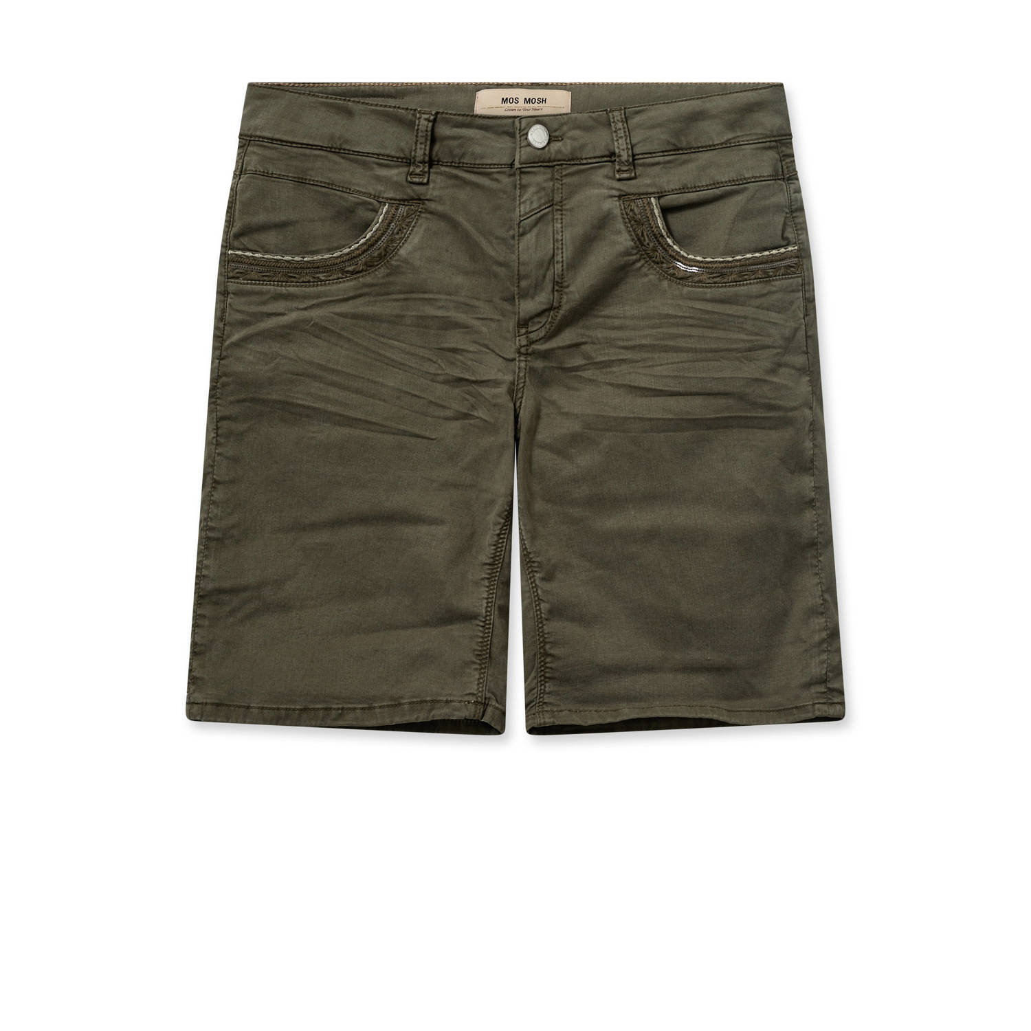 Mos Mosh regular fit short donkergroen