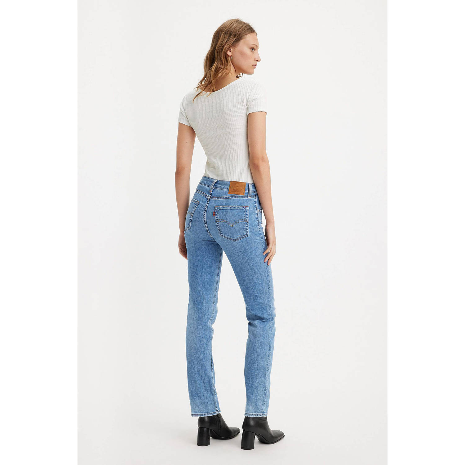 Levi's 724 high waist straight jeans light blue denim