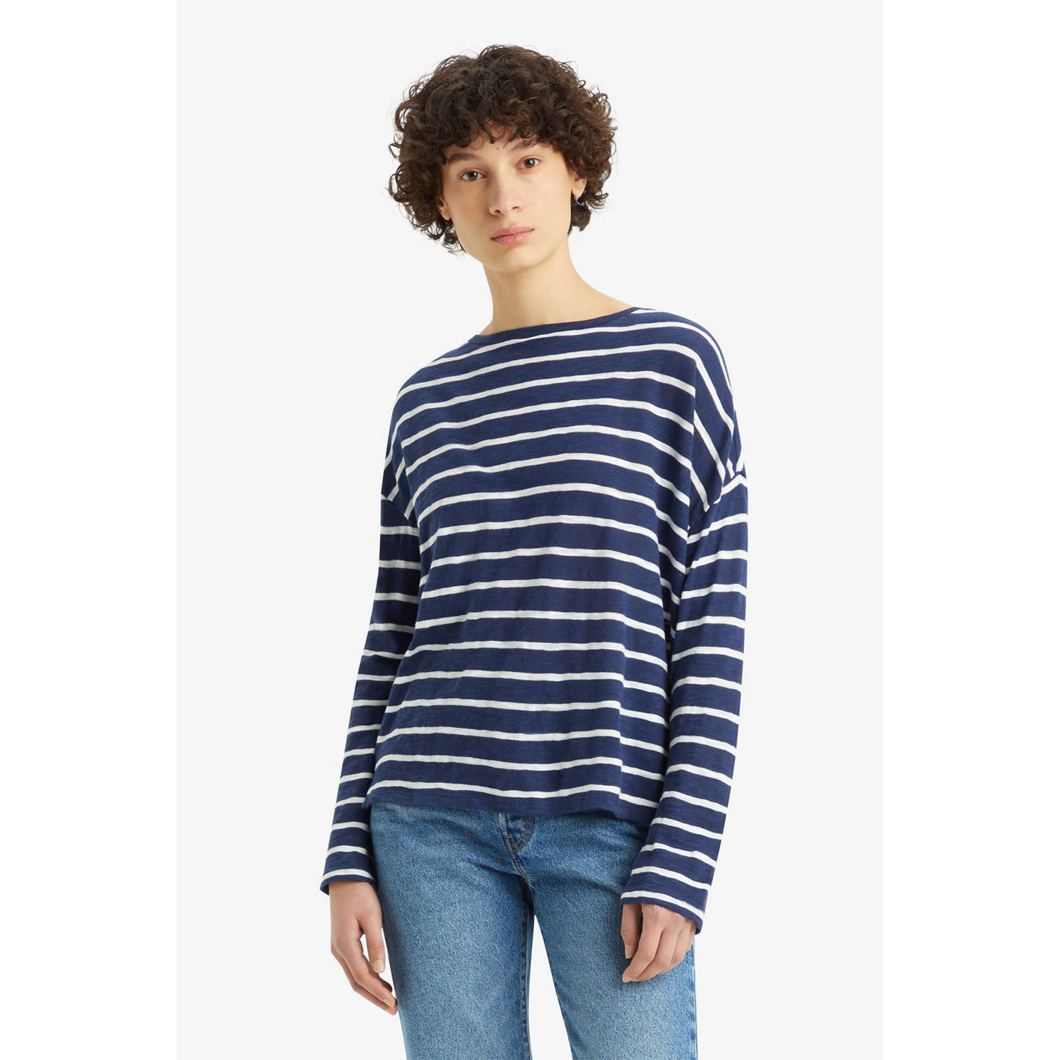 Levi's gestreepte top donkerblauw wit