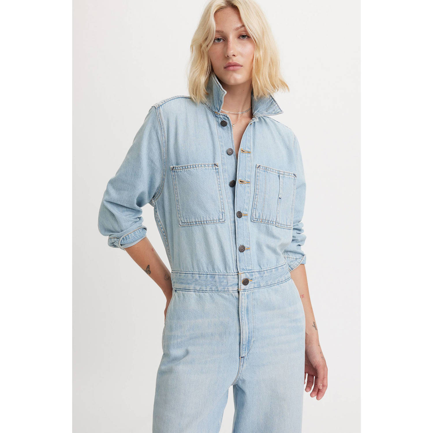 Levi's straight jumpsuit light blue denim