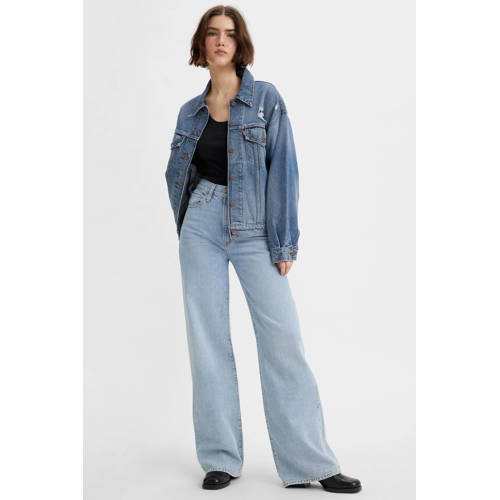 Levi's Ribcage high waist wide leg jeans light blue denim afbeelding