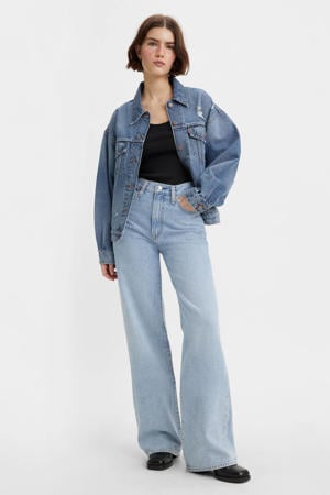 Ribcage high waist wide leg jeans light blue denim