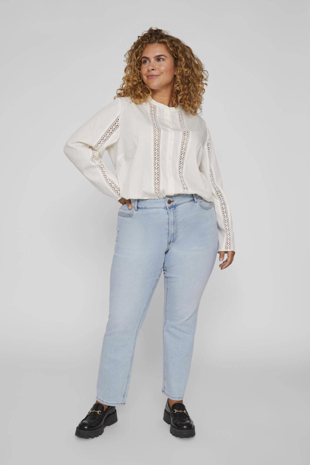 EVOKED VILA high waist slim fit jeans VINORA light blue denim