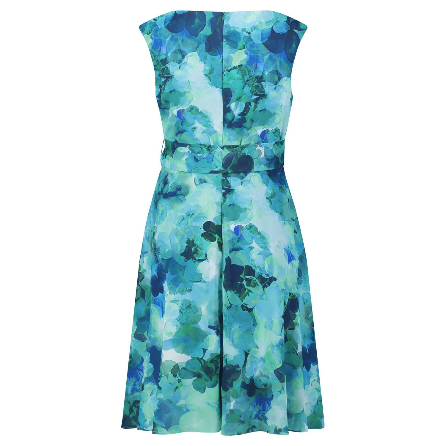 Vera Mont jurk met all over print en plooien groen blauw