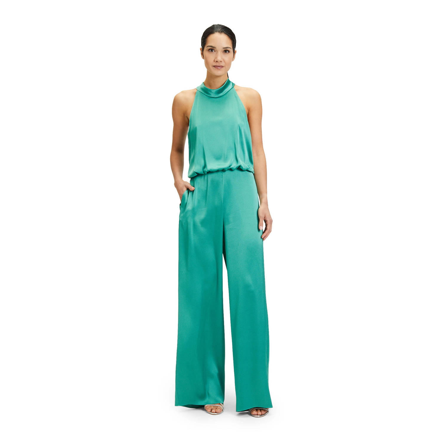 Vera Mont satijnen jumpsuit groen