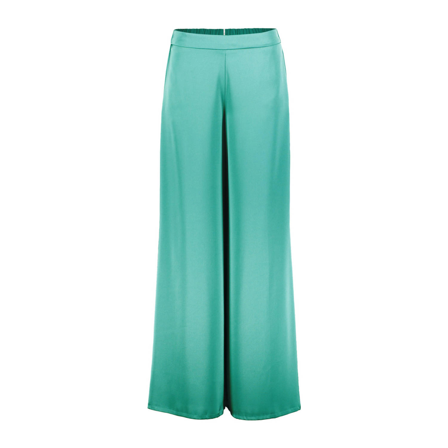 Vera Mont satijnen high waist loose fit pantalon groen