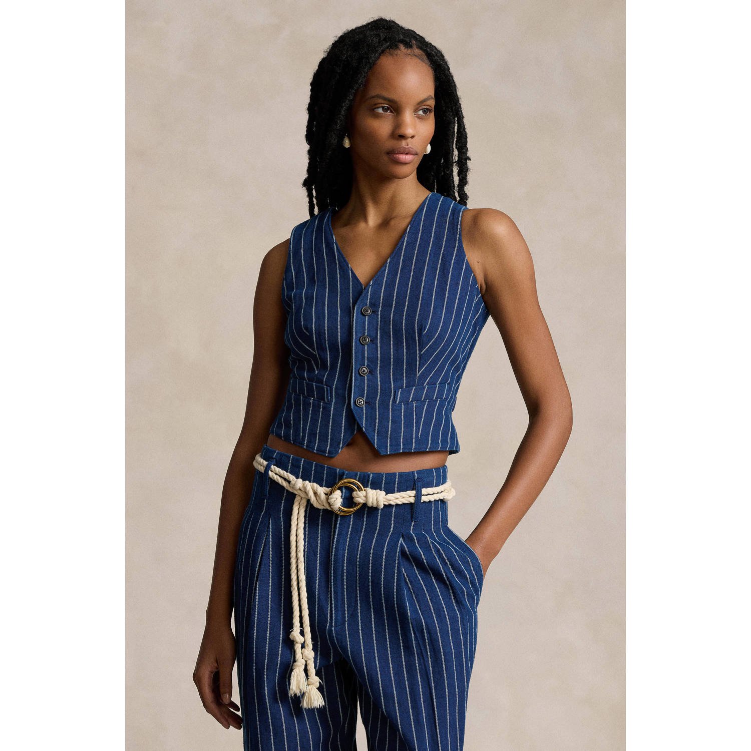 POLO Ralph Lauren gestreept gilet donkerblauw