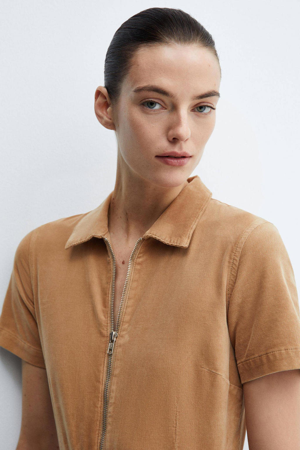 MANGOPOP Women’s Modal Bodysuit – V Neck, Short Sleeve, Camel Color (Medium) - View #12