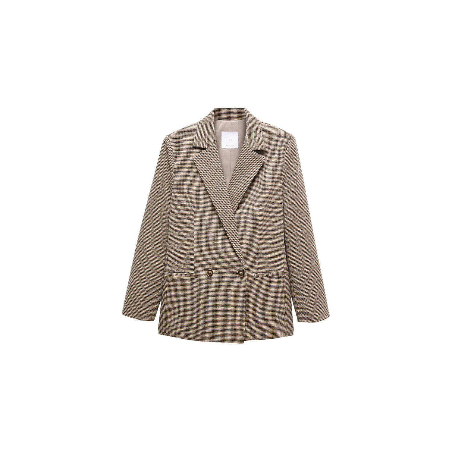 Mango geruite rechtvallende blazer taupe