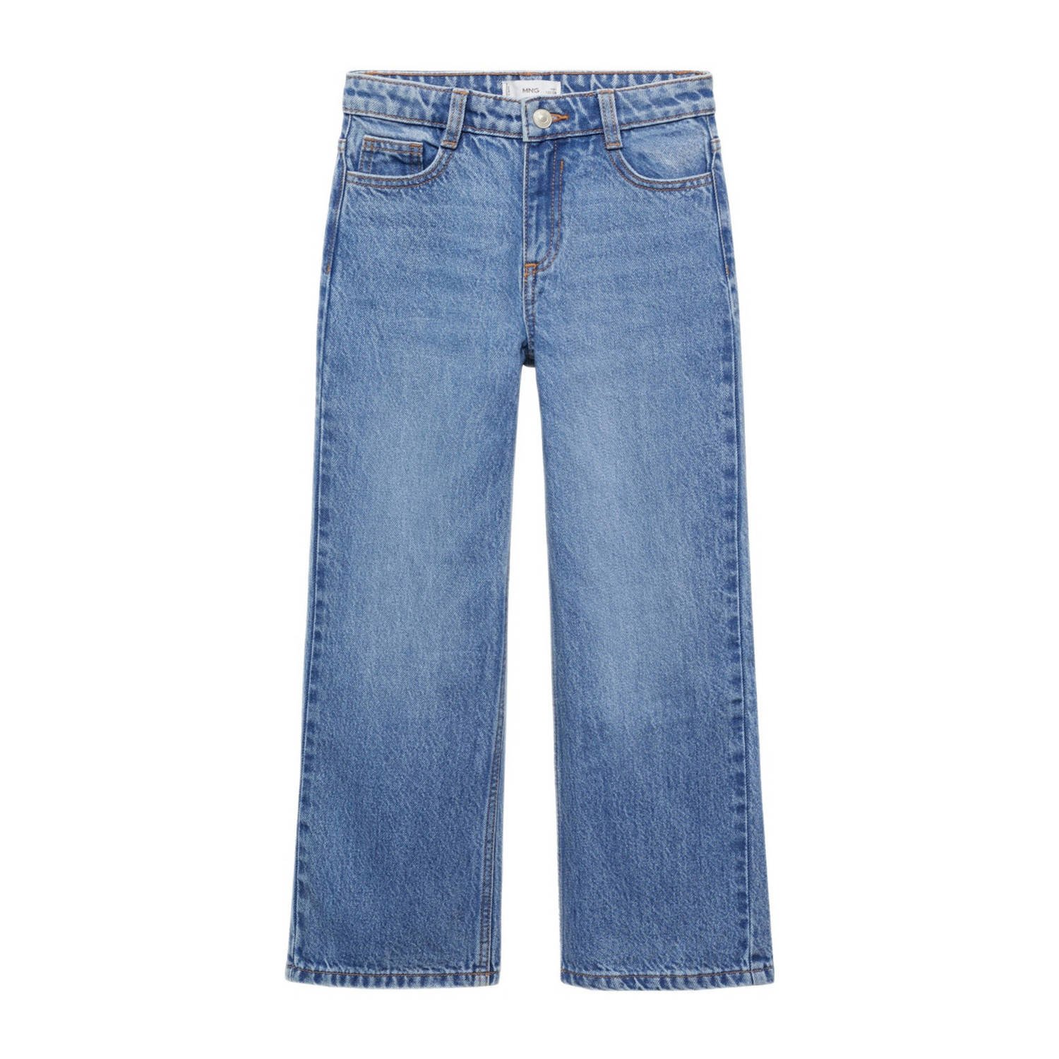 Mango Kids wide leg jeans medium blue denim Blauw Effen 146