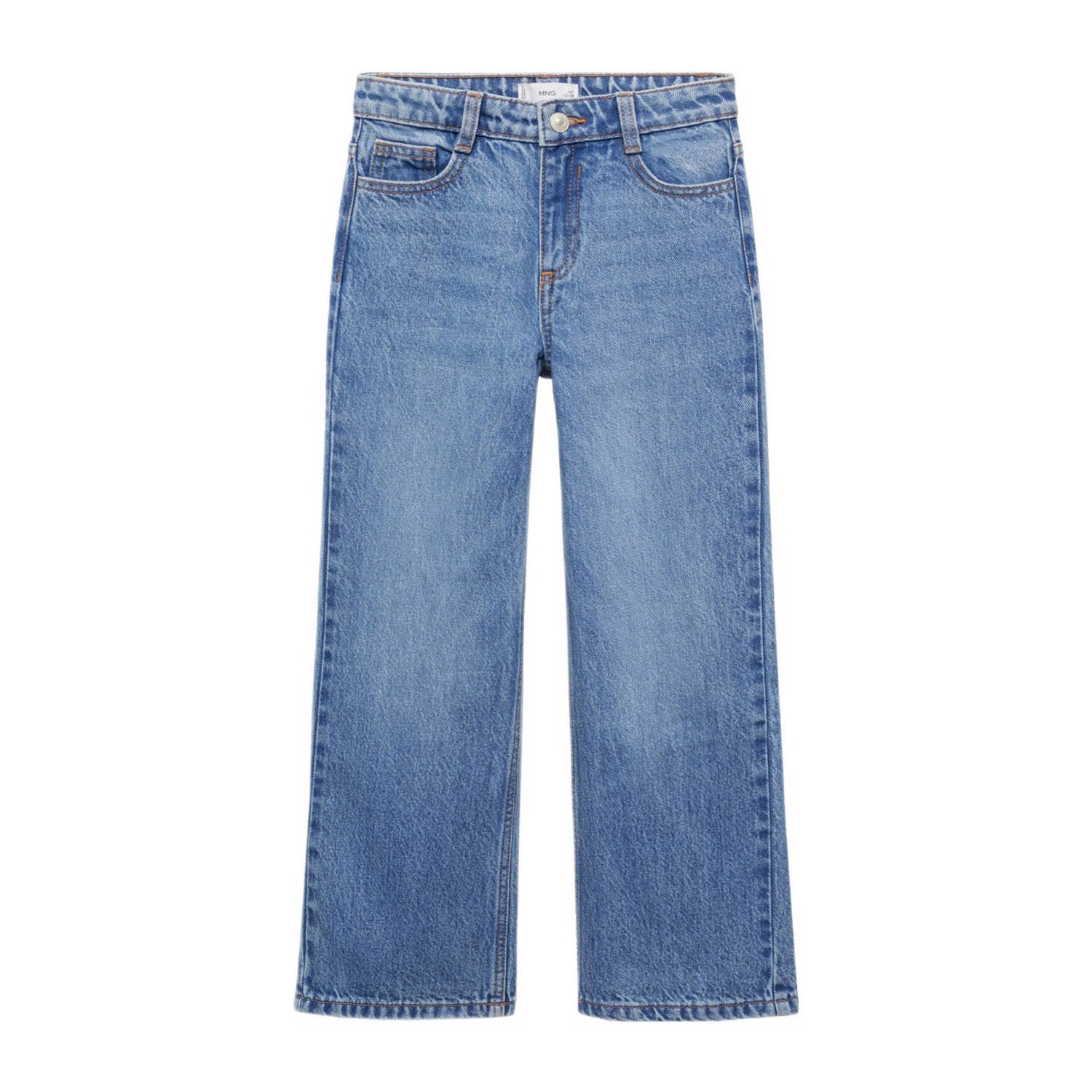 Mango Kids wide leg jeans medium blue denim Blauw Effen 146