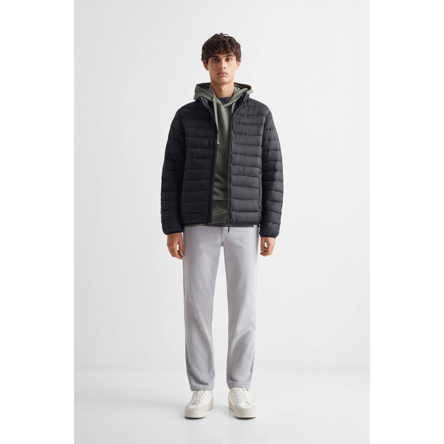 Mango Kids gewatteerde zomerjas zwart