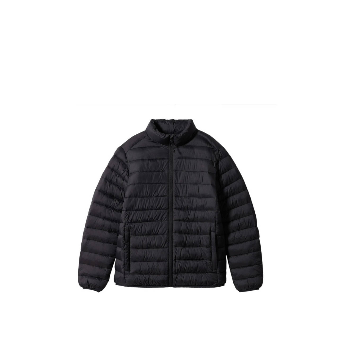 Mango Kids gewatteerde zomerjas zwart Jongens Polyamide Opstaande kraag 158(XXS)