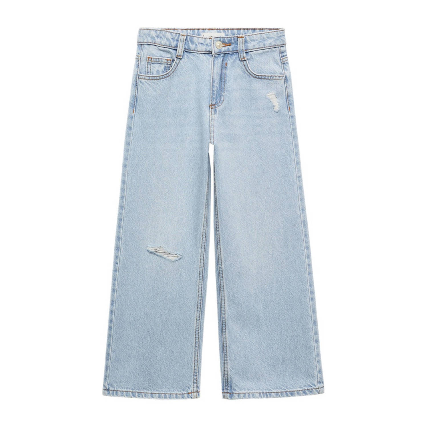 Mango Kids wide leg jeans changeant blauw Meisjes Denim Effen 134