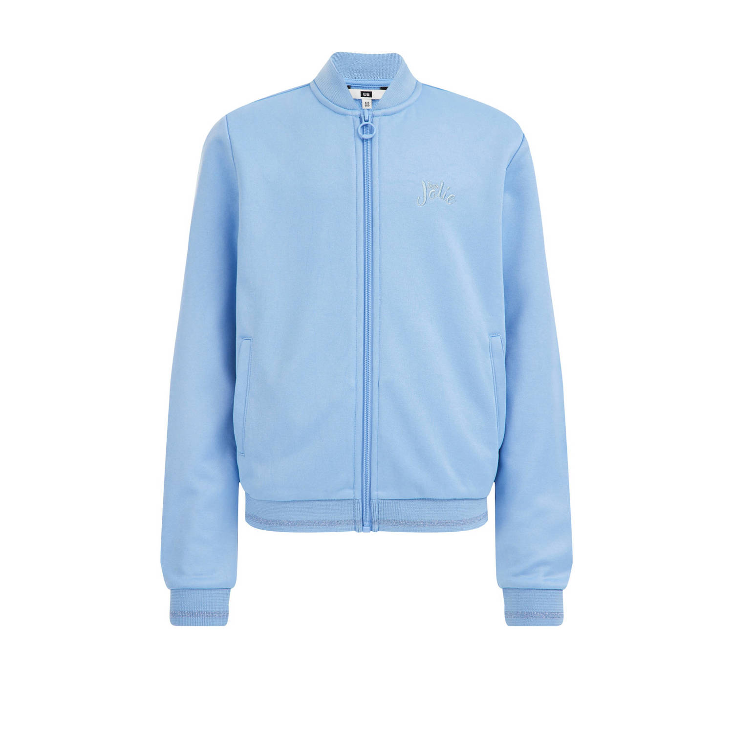 WE Fashion jasje lichtblauw Meisjes Polyester Ronde hals Effen 110 116