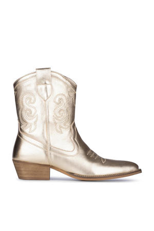 Moco leren cowboylaarzen goud metallic