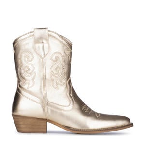 Moco leren cowboylaarzen goud metallic