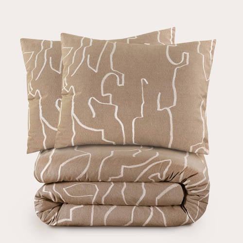 NOUS Living katoenen dekbedovertrek lits-jumeaux (240x220 cm) - Beige