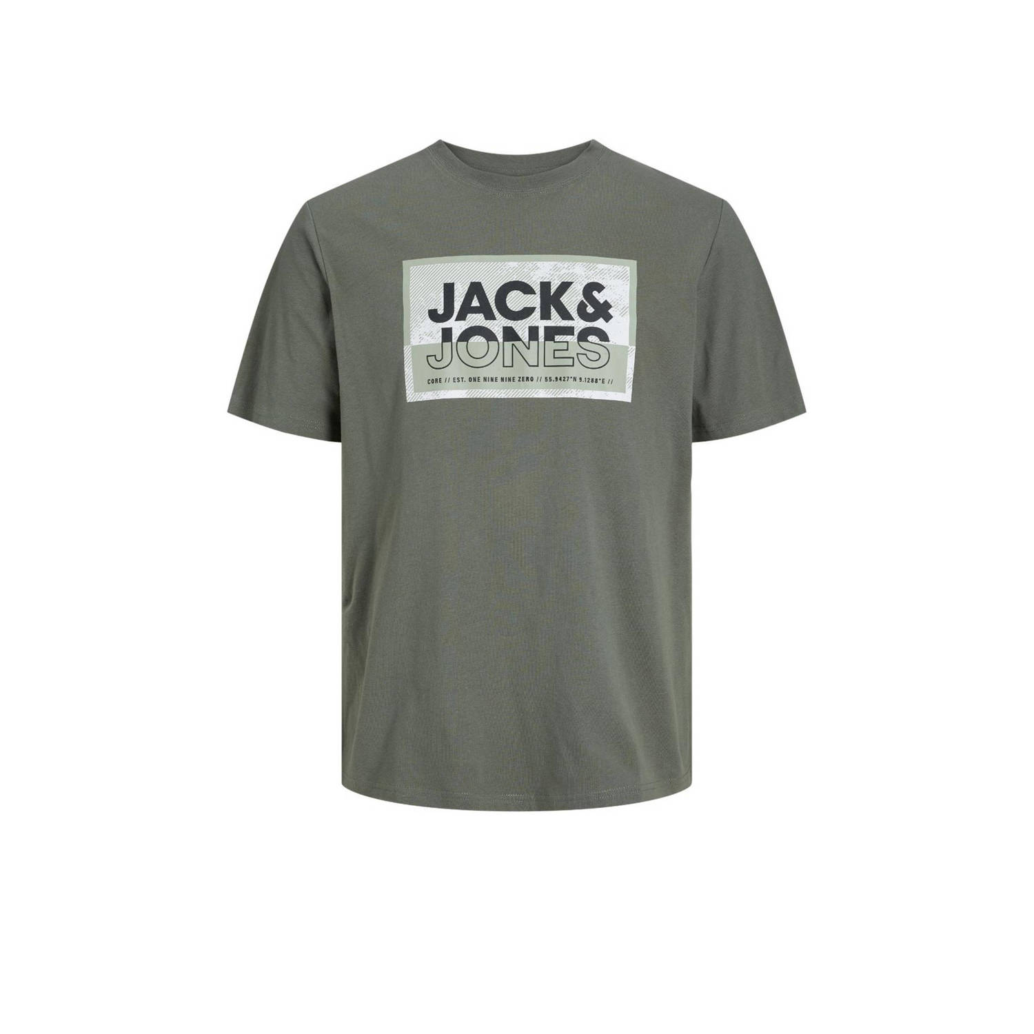 JACK & JONES PLUS SIZE regular fit T-shirt JCOLOGAN Plus Size met printopdruk agave green