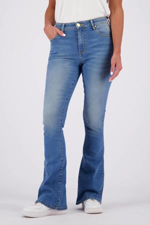 high waist flared jeans Sunrise light blue denim
