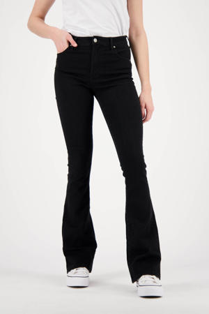 high waist flared jeans Sunrise black denim