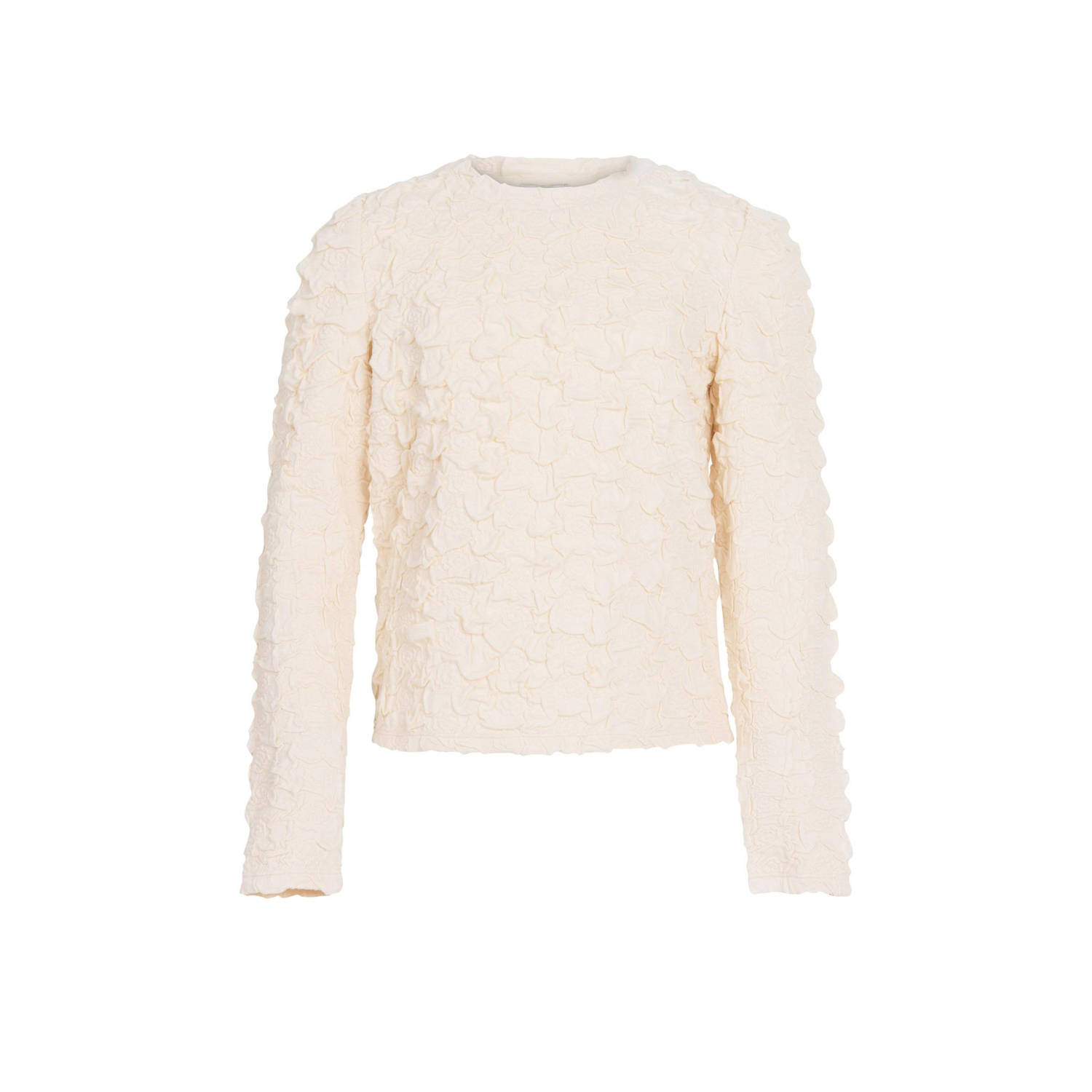 Shoeby top met 3D applicatie offwhite Ecru Meisjes Viscose Ronde hals Effen 110 116