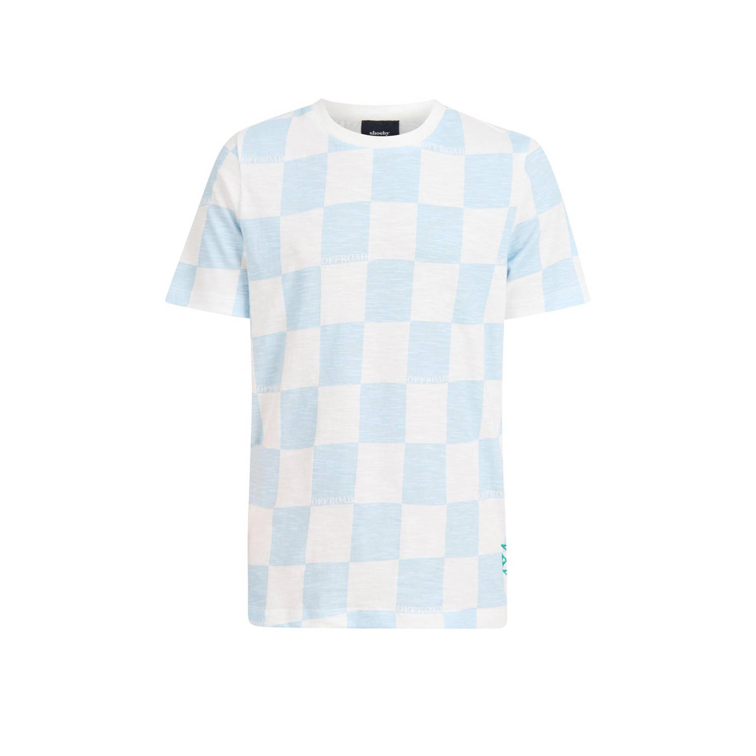Shoeby geruit T-shirt lichtblauw wit Jongens Katoen Ronde hals Ruit 110 116
