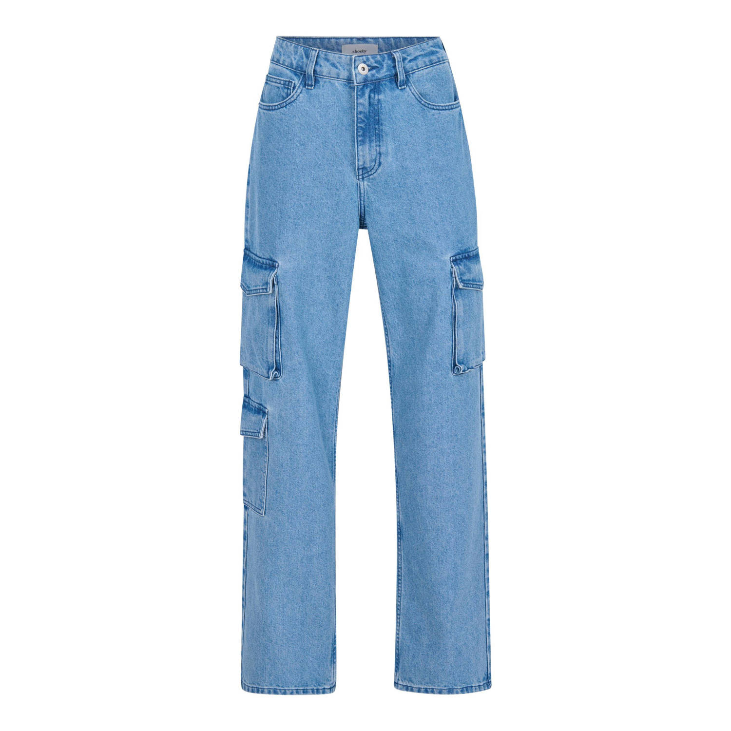 Shoeby high waist cargo jeans medium blue denim L3