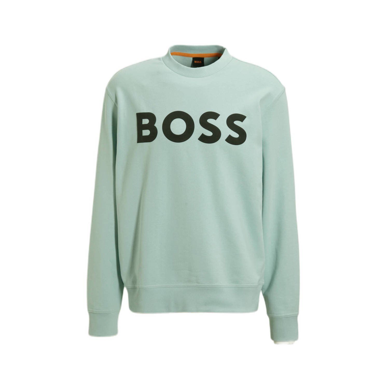 BOSS sweater WeBasicCrew met logo lichtgroen