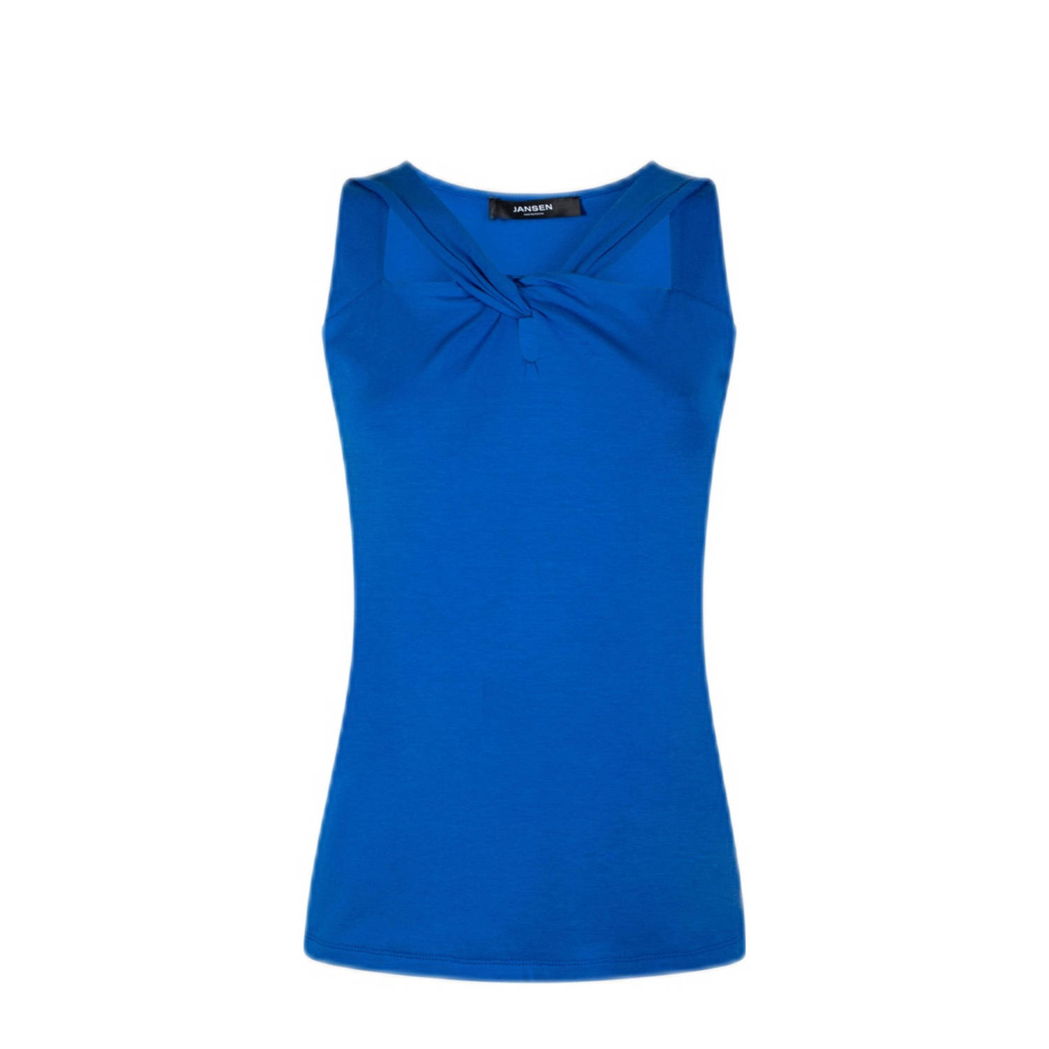 JANSEN AMSTERDAM Dames Tops & T-shirts V370 Jersey Solid Sleeveless Singlet With Cut Out Blauw